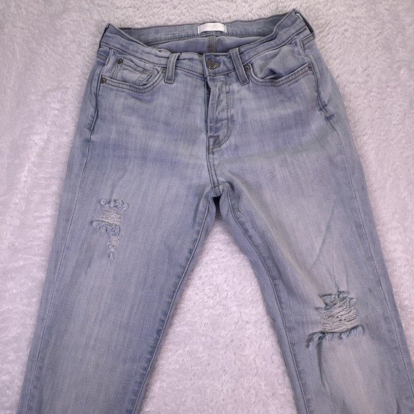 7 For All Mankind Josefina Boyfriend Jeans Womens 24 Stretch Denim Light‎ Wash - Picture 2 of 7